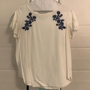 White Shirt with floral design